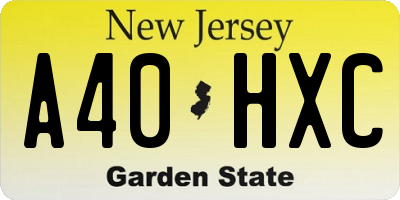 NJ license plate A40HXC