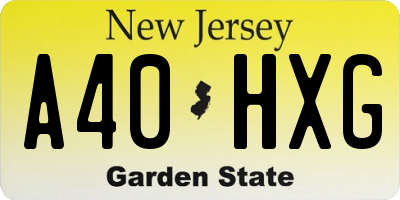NJ license plate A40HXG