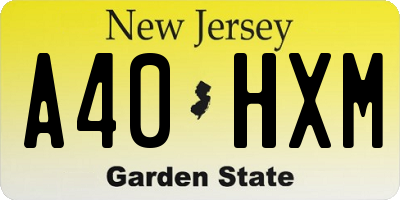 NJ license plate A40HXM
