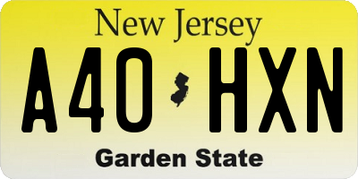 NJ license plate A40HXN