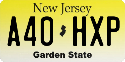 NJ license plate A40HXP