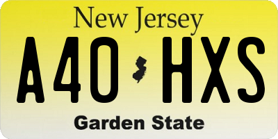 NJ license plate A40HXS