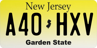 NJ license plate A40HXV