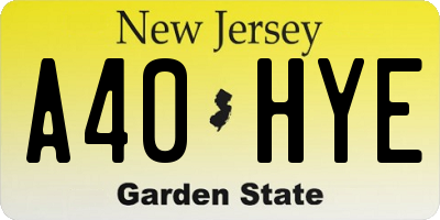 NJ license plate A40HYE