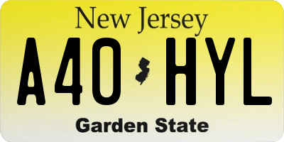 NJ license plate A40HYL