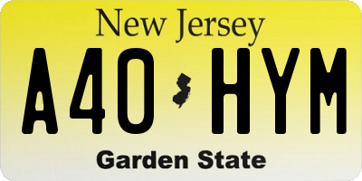 NJ license plate A40HYM