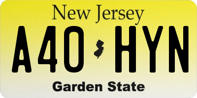 NJ license plate A40HYN