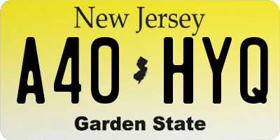 NJ license plate A40HYQ