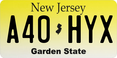 NJ license plate A40HYX