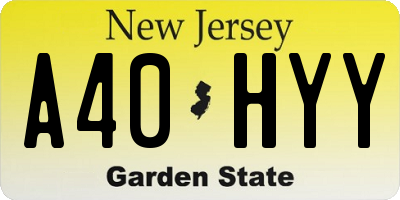 NJ license plate A40HYY