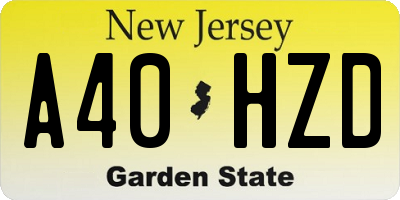 NJ license plate A40HZD