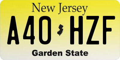 NJ license plate A40HZF