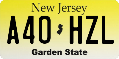 NJ license plate A40HZL