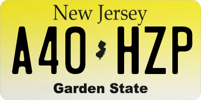 NJ license plate A40HZP