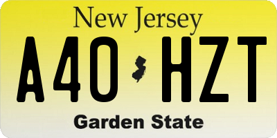 NJ license plate A40HZT