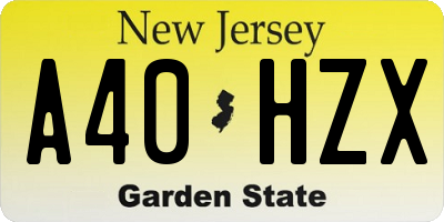 NJ license plate A40HZX