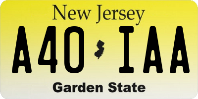 NJ license plate A40IAA