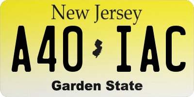 NJ license plate A40IAC