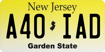 NJ license plate A40IAD