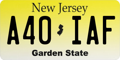 NJ license plate A40IAF
