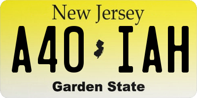 NJ license plate A40IAH