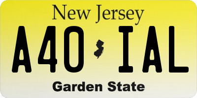 NJ license plate A40IAL