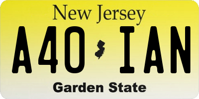 NJ license plate A40IAN