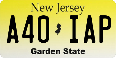 NJ license plate A40IAP