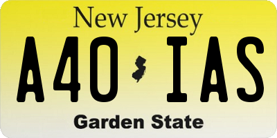 NJ license plate A40IAS