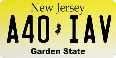 NJ license plate A40IAV