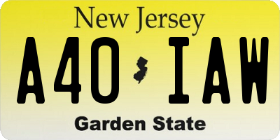 NJ license plate A40IAW
