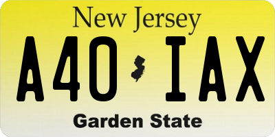 NJ license plate A40IAX