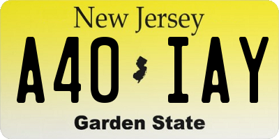 NJ license plate A40IAY