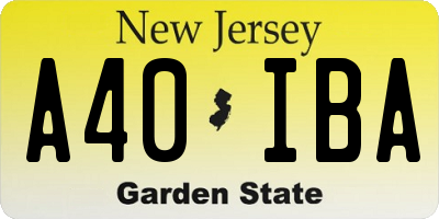 NJ license plate A40IBA