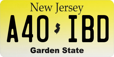 NJ license plate A40IBD