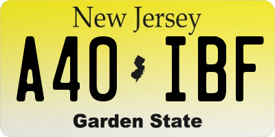 NJ license plate A40IBF