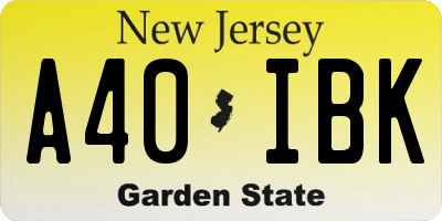 NJ license plate A40IBK