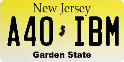 NJ license plate A40IBM