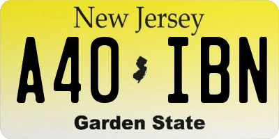NJ license plate A40IBN