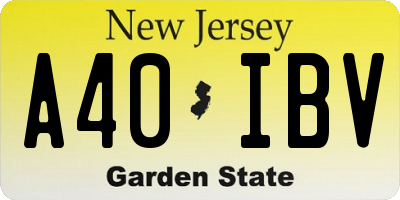 NJ license plate A40IBV