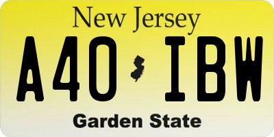 NJ license plate A40IBW
