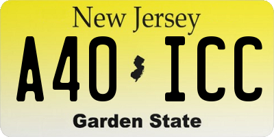 NJ license plate A40ICC