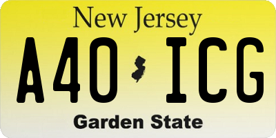 NJ license plate A40ICG