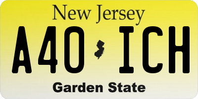 NJ license plate A40ICH