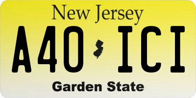 NJ license plate A40ICI