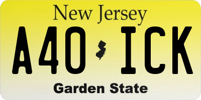 NJ license plate A40ICK