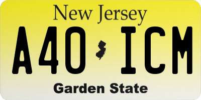 NJ license plate A40ICM