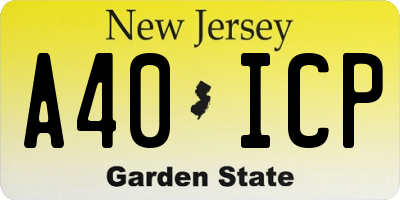 NJ license plate A40ICP