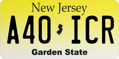 NJ license plate A40ICR
