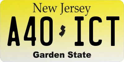NJ license plate A40ICT